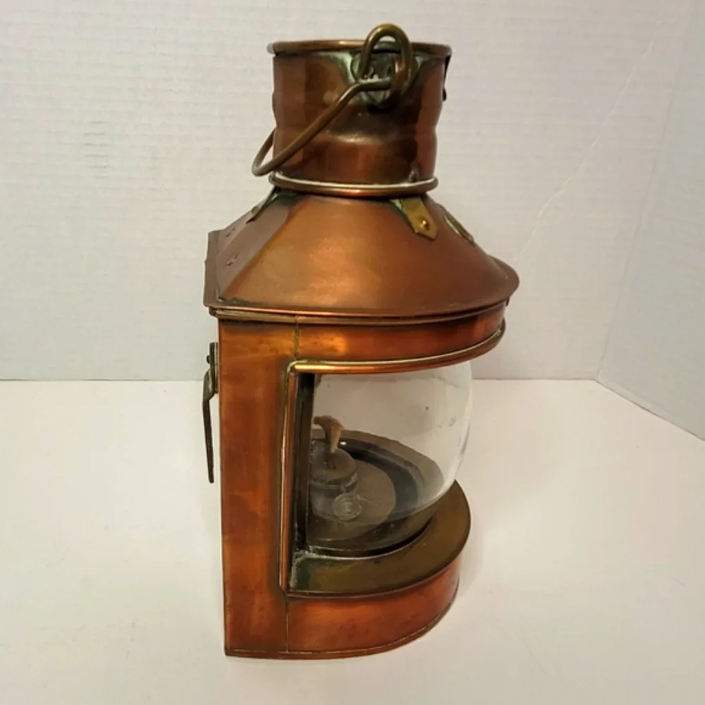 Copper Brass Tung Woo Masthead Nautical Oil Lantern Reflector Bubble Glass Lamp
